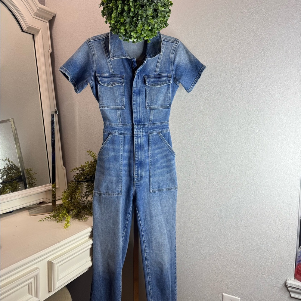Good American Women's Light Blue Denim Overalls